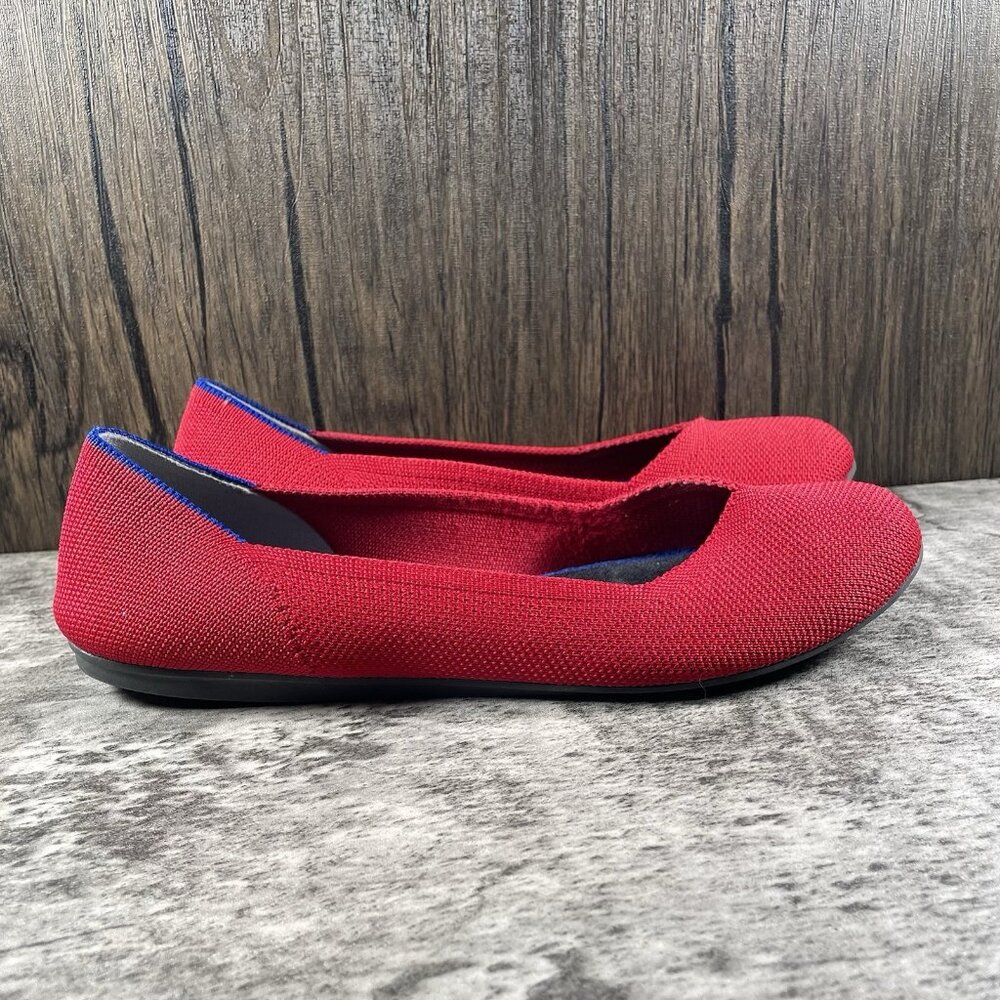 Rothy’s The Flat Women’s 8 Red Round Toe Knit Slip On Ballet Flats - Picture 3 of 9
